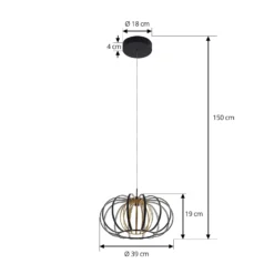 Lucande LED-riippuvalaisin Birger, Ø 39cm, musta/kultainen