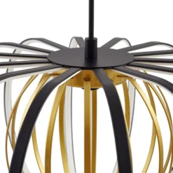 Lucande LED-riippuvalaisin Birger, Ø 39cm, musta/kultainen
