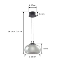 Lucande LED-riippuvalaisin Dain, 1-lamppuinen, savunharmaa, lasi