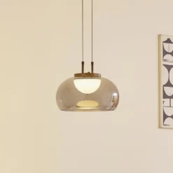 Lucande LED-riippuvalaisin Dain, 1-lamppuinen, savunharmaa, lasi