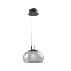 Lucande LED-riippuvalaisin Dain, 1-lamppuinen, savunharmaa, lasi