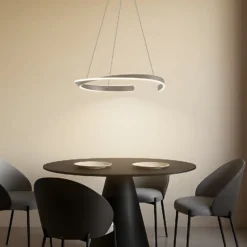 Lucande LED-riippuvalaisin Eloura, hopea, Ø58cm, metalli, CCT