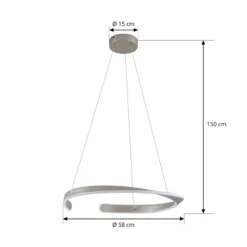 Lucande LED-riippuvalaisin Eloura, hopea, Ø58cm, metalli, CCT