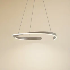Lucande LED-riippuvalaisin Eloura, hopea, Ø58cm, metalli, CCT