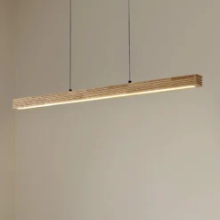 Lucande LED-riippuvalaisin Emara, vaalea puu, tammi, CCT