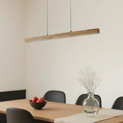 Lucande LED-riippuvalaisin Emara, vaalea puu, tammi, CCT