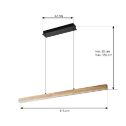 Lucande LED-riippuvalaisin Emara, vaalea puu, tammi, CCT