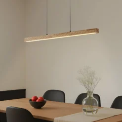 Lucande LED-riippuvalaisin Emara, vaalea puu, tammi, CCT