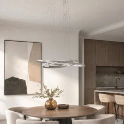 Lucande LED-riippuvalaisin Ezana, nikkeli, metalli, Ø 80 cm