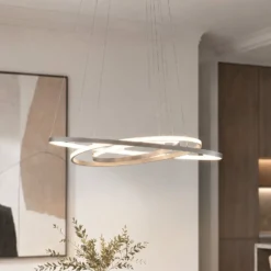 Lucande LED-riippuvalaisin Ezana, nikkeli, metalli, Ø 80 cm