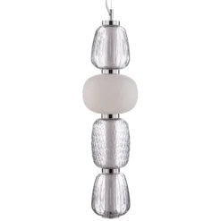 Lucande LED-riippuvalaisin Fedra, lasi, harmaa/valkoinen, Ø 17 cm
