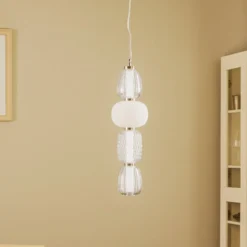 Lucande LED-riippuvalaisin Fedra, lasi, harmaa/valkoinen, Ø 17 cm