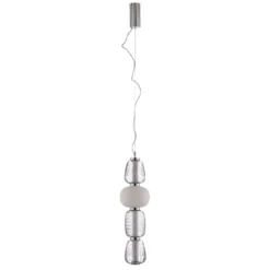 Lucande LED-riippuvalaisin Fedra, lasi, harmaa/valkoinen, Ø 17 cm