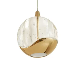 Lucande LED-riippuvalaisin Hayley, 96 cm, 5-valo, kulta, lasi