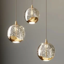 Lucande LED-riippuvalaisin Hayley, Ø 25 cm, 3-valo, kulta, lasi