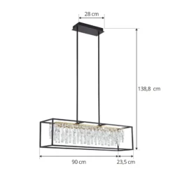 Lucande LED-riippuvalaisin Kassi, musta, rauta, himmennettävä, 90 cm