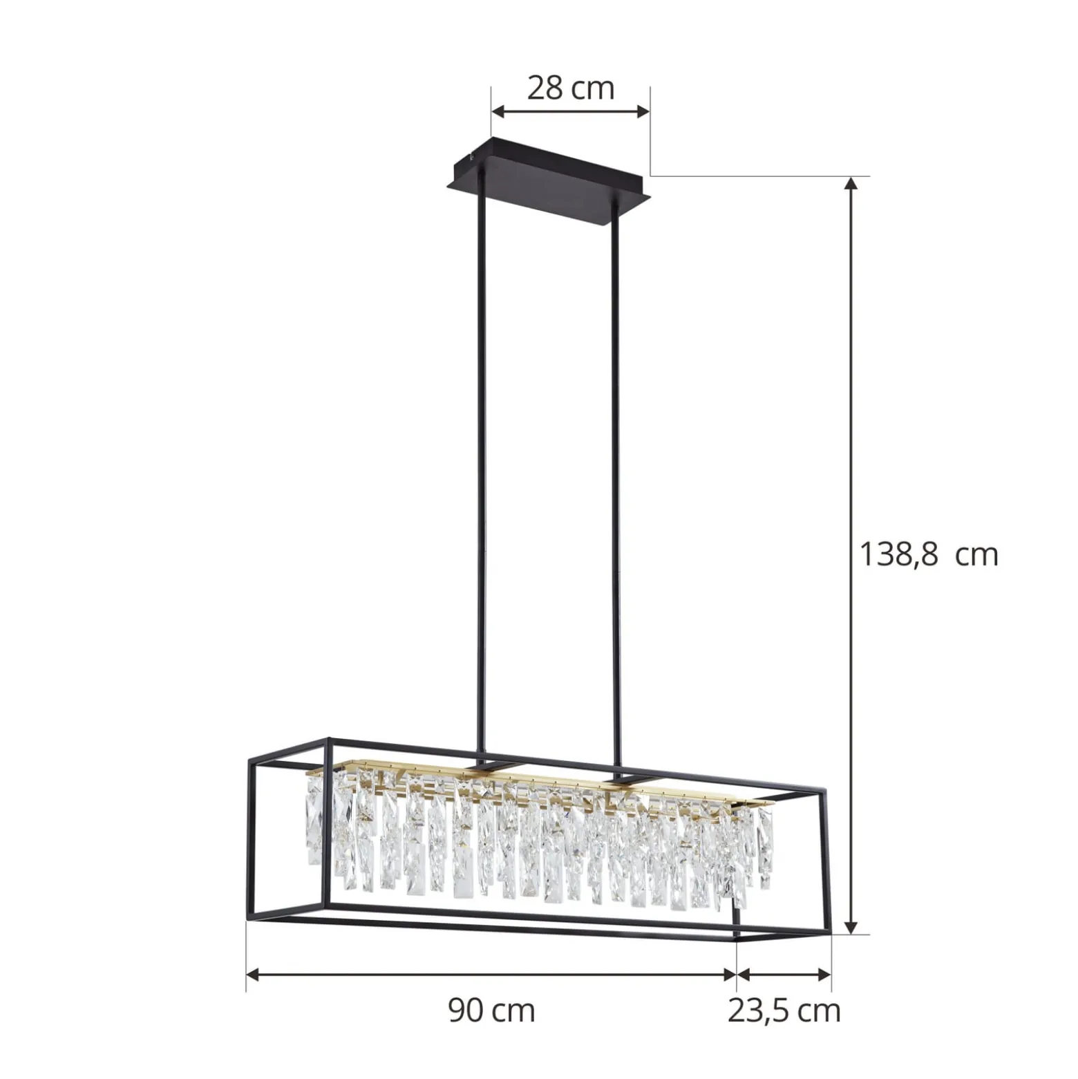 Lucande LED-riippuvalaisin Kassi, musta, rauta, himmennettävä, 90 cm
