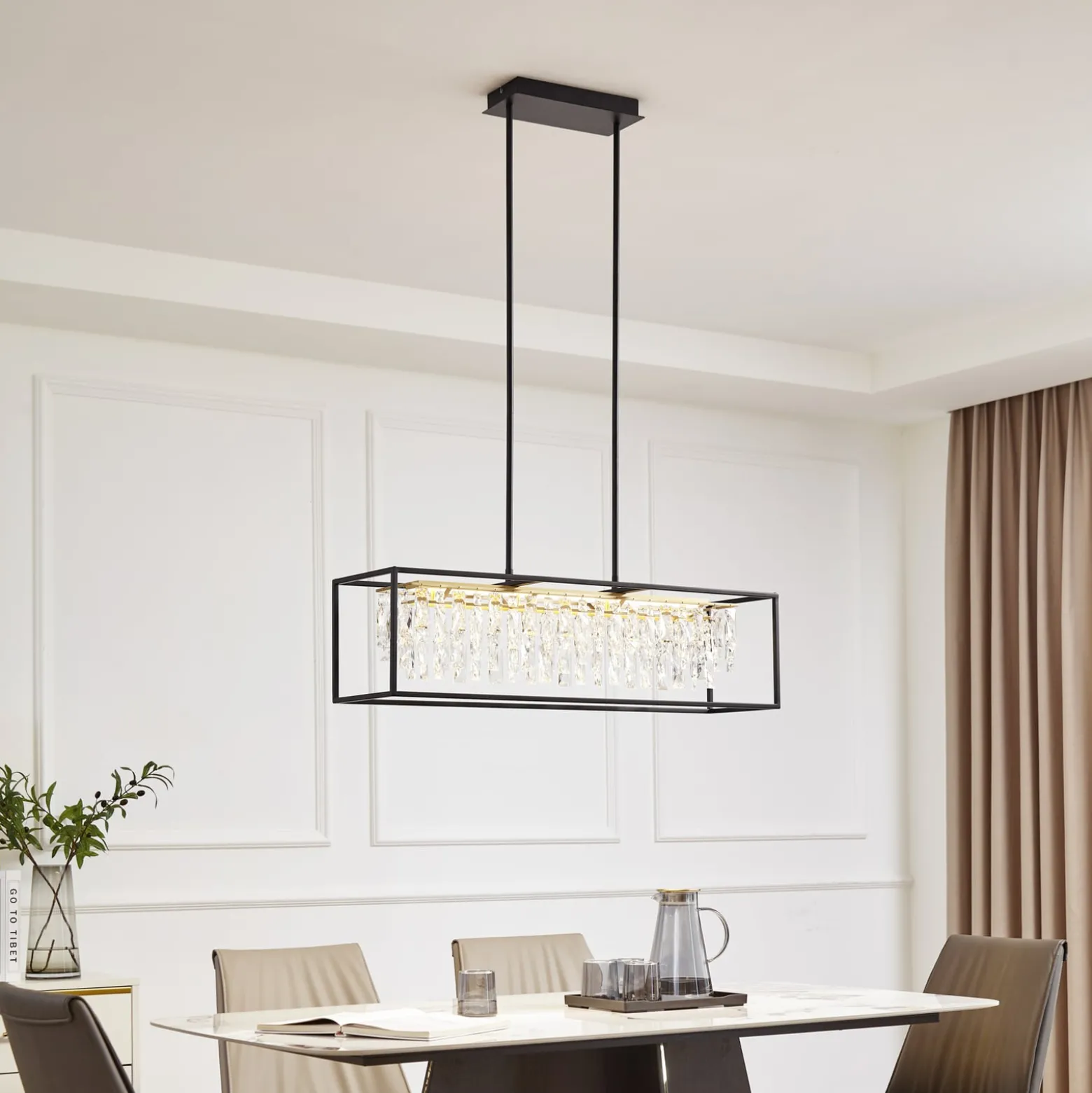 Lucande LED-riippuvalaisin Kassi, musta, rauta, himmennettävä, 90 cm