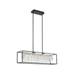 Lucande LED-riippuvalaisin Kassi, musta, rauta, himmennettävä, 90 cm