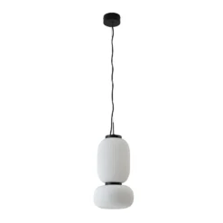 Lucande LED-riippuvalaisin Lucya, 2-valo, lasi, valkoinen, 43 cm