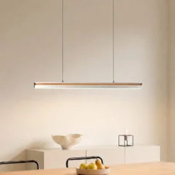 Lucande LED-riippuvalaisin Lutana, ruusukulta/puunvärinen, 101 cm