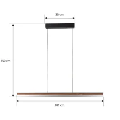 Lucande LED-riippuvalaisin Lutana, ruusukulta/puunvärinen, 101 cm