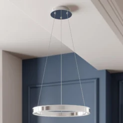 Lucande LED-riippuvalaisin Lyani, Ø 50 cm, kromi, himmennettävä