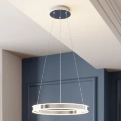 Lucande LED-riippuvalaisin Lyani, Ø 50 cm, kromi, himmennettävä