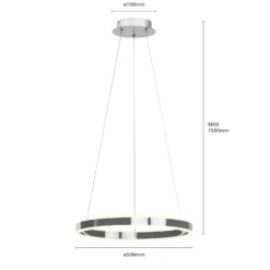 Lucande LED-riippuvalaisin Lyani, Ø 50 cm, kromi, himmennettävä