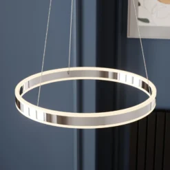 Lucande LED-riippuvalaisin Lyani, Ø 50 cm, kromi, himmennettävä