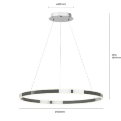 Lucande LED-riippuvalaisin Lyani, 80 cm, kromi, himmennettävä