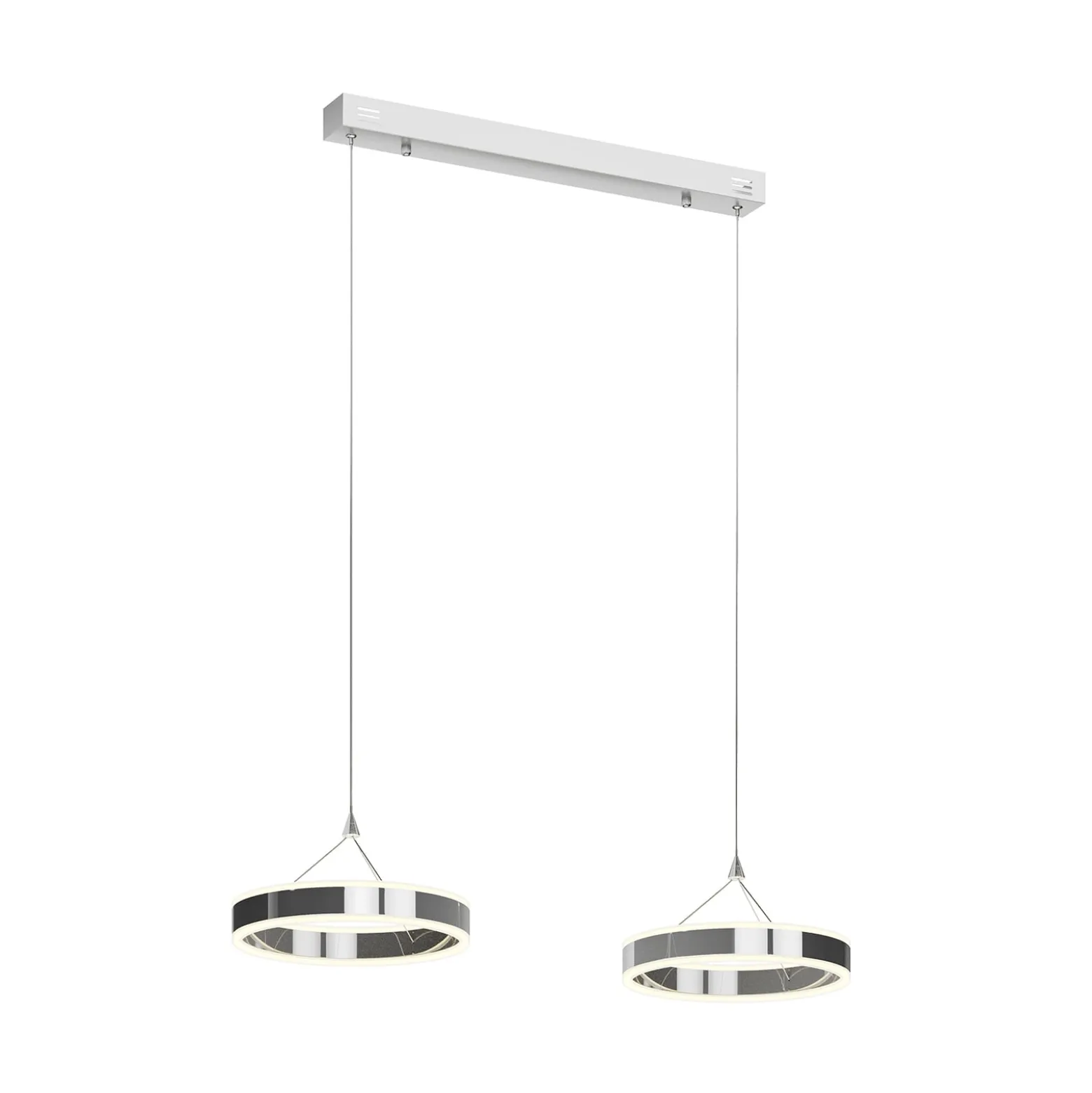 Lucande LED-riippuvalaisin Lyani, 85 cm, 2-valo, kromi, himmennettävä