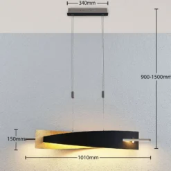 Lucande LED-riippuvalaisin Marija, 101 cm, musta, himmennettävä