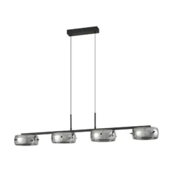 Lucande LED-riippuvalaisin Martis, musta, 4-lamppuinen, himmennettävä
