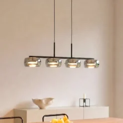 Lucande LED-riippuvalaisin Martis, musta, 4-lamppuinen, himmennettävä