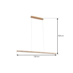 Lucande LED-riippuvalaisin Maruta, puu, palkki, 120 cm, 3000K