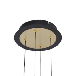 Lucande LED-riippuvalaisin Pallo, 12-lamppuinen, musta/kulta, lasi