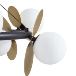 Lucande LED-riippuvalaisin Pallo, 12-lamppuinen, musta/kulta, lasi