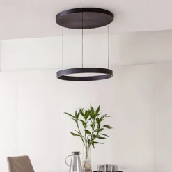 Lucande LED-riippuvalaisin Philine, Ø 60 cm, musta, rautaa