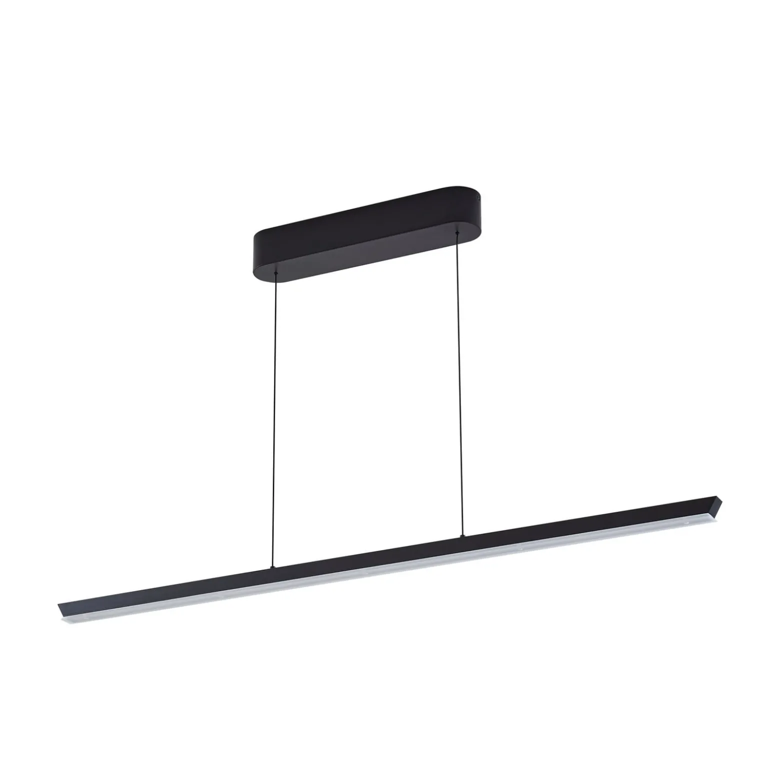 Lucande LED-riippuvalaisin Solvar, 117 cm, musta, CCT, himmennettävä