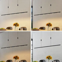 Lucande LED-riippuvalaisin Stakato, 140 cm, 6 valoa, himmennettävä