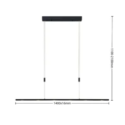 Lucande LED-riippuvalaisin Stakato, 140 cm, 6 valoa, himmennettävä