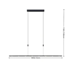 Lucande LED-riippuvalaisin Stakato, 180 cm, 8-valoinen, himmennettävä
