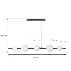 Lucande LED-riippuvalaisin Tanira, musta/valkoinen, 140 cm, himmennettävä