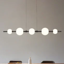 Lucande LED-riippuvalaisin Tanira, musta/valkoinen, 140 cm, himmennettävä