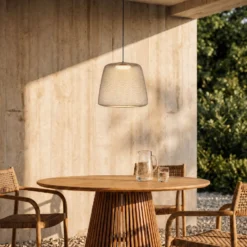 Lucande LED-riippuvalaisin ulos Korvyn, harmaa, Ø 50 cm, porrastettu