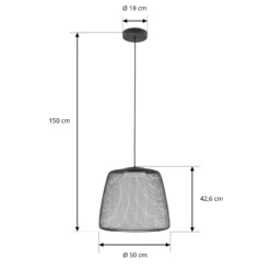 Lucande LED-riippuvalaisin ulos Korvyn, musta, Ø50 cm, portaattomasti