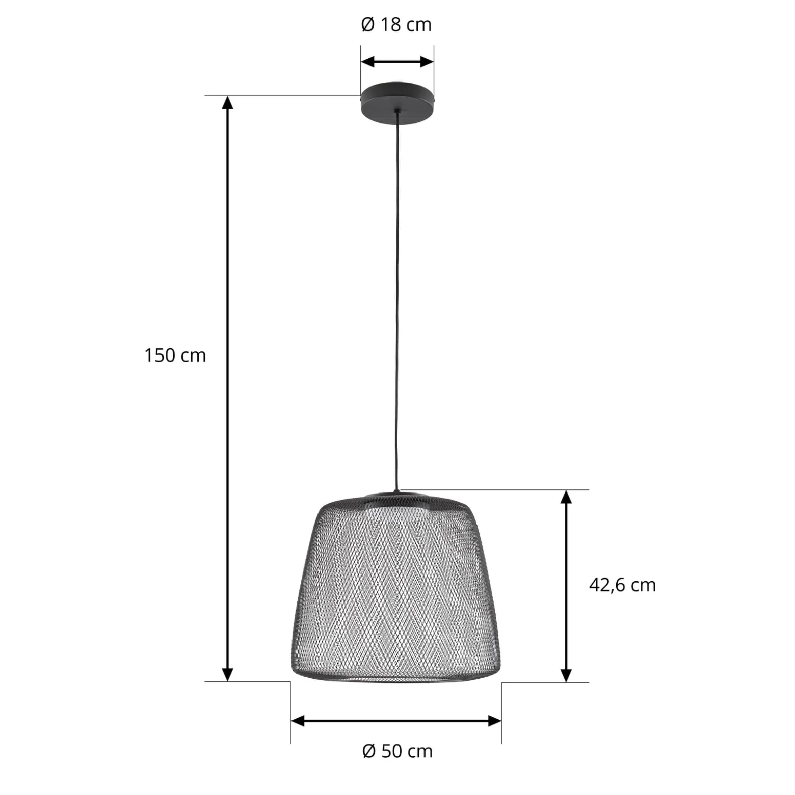 Lucande LED-riippuvalaisin ulos Korvyn, musta, Ø50 cm, portaattomasti