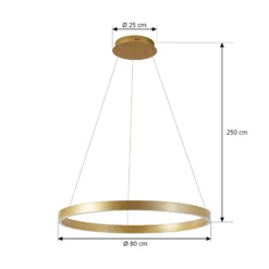 Lucande LED-riippuvalaisin Yonam, Ø 80 cm, 1-lamppuinen, kultainen, CCT