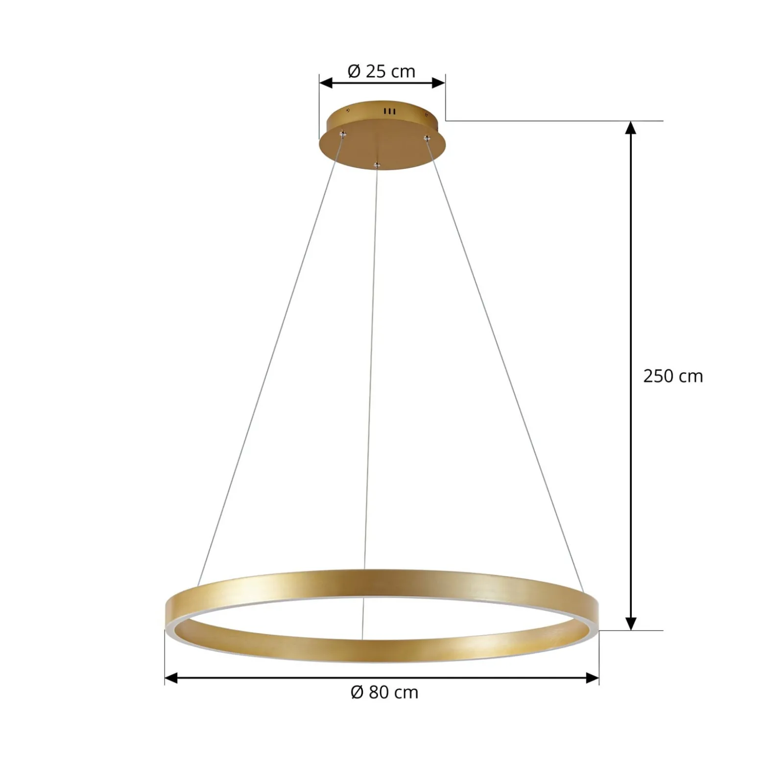 Lucande LED-riippuvalaisin Yonam, Ø 80 cm, 1-lamppuinen, kultainen, CCT